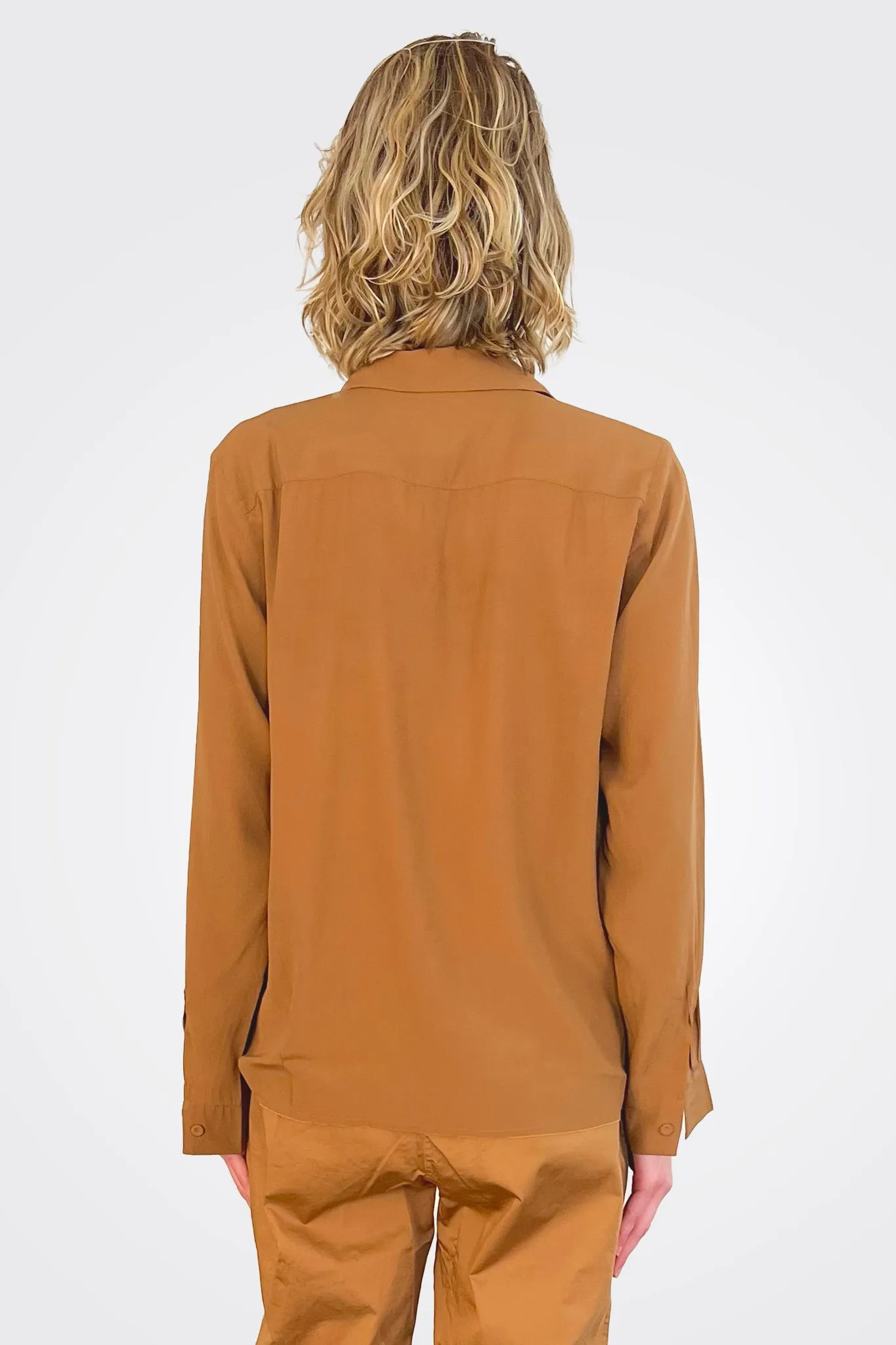 Silk Satin Shirt - Camel