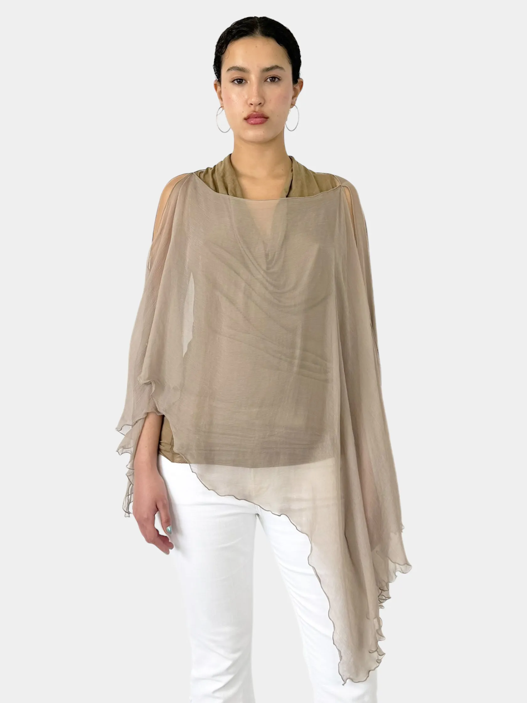 Silk Sheer Poncho Top
