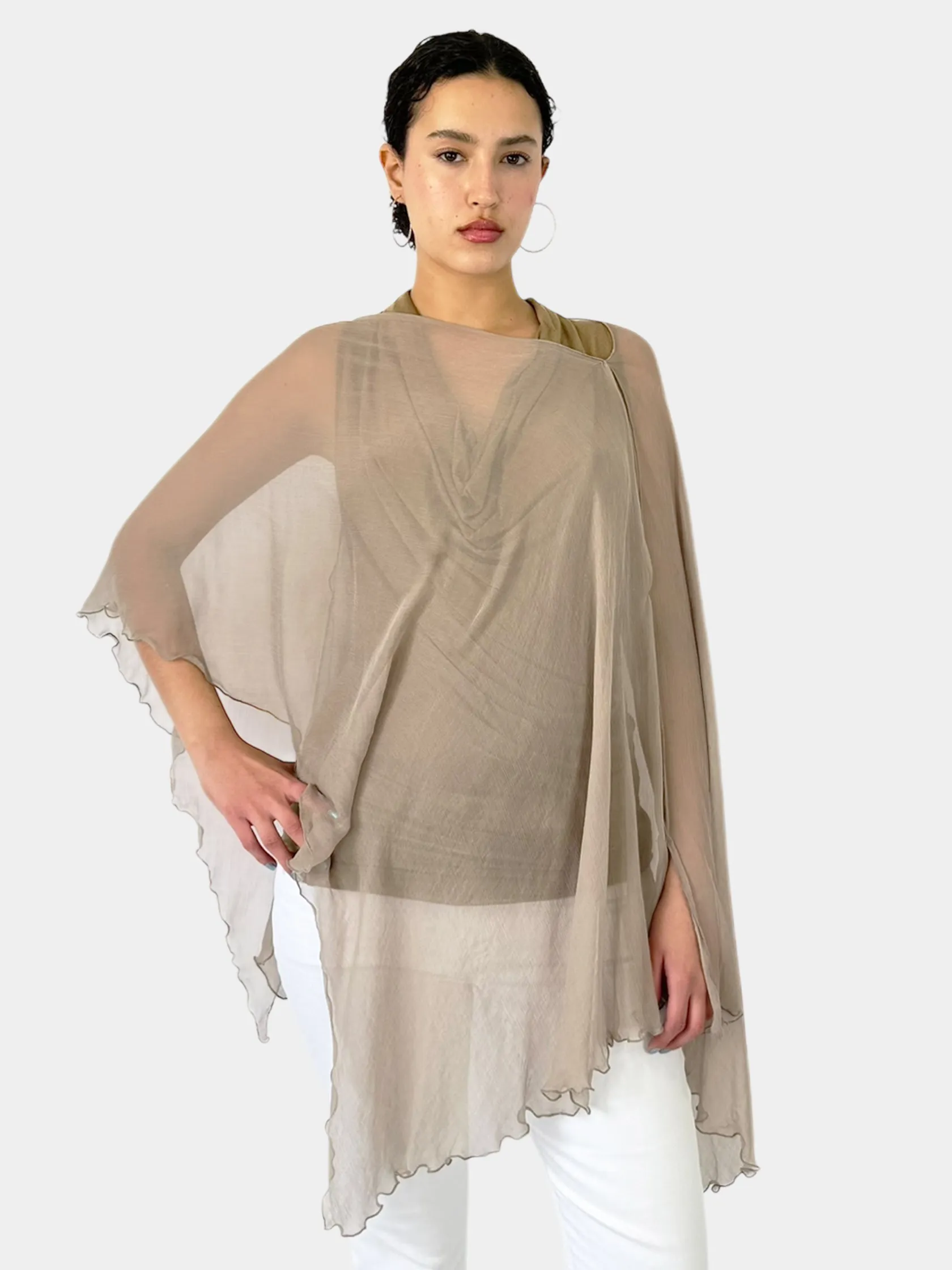 Silk Sheer Poncho Top