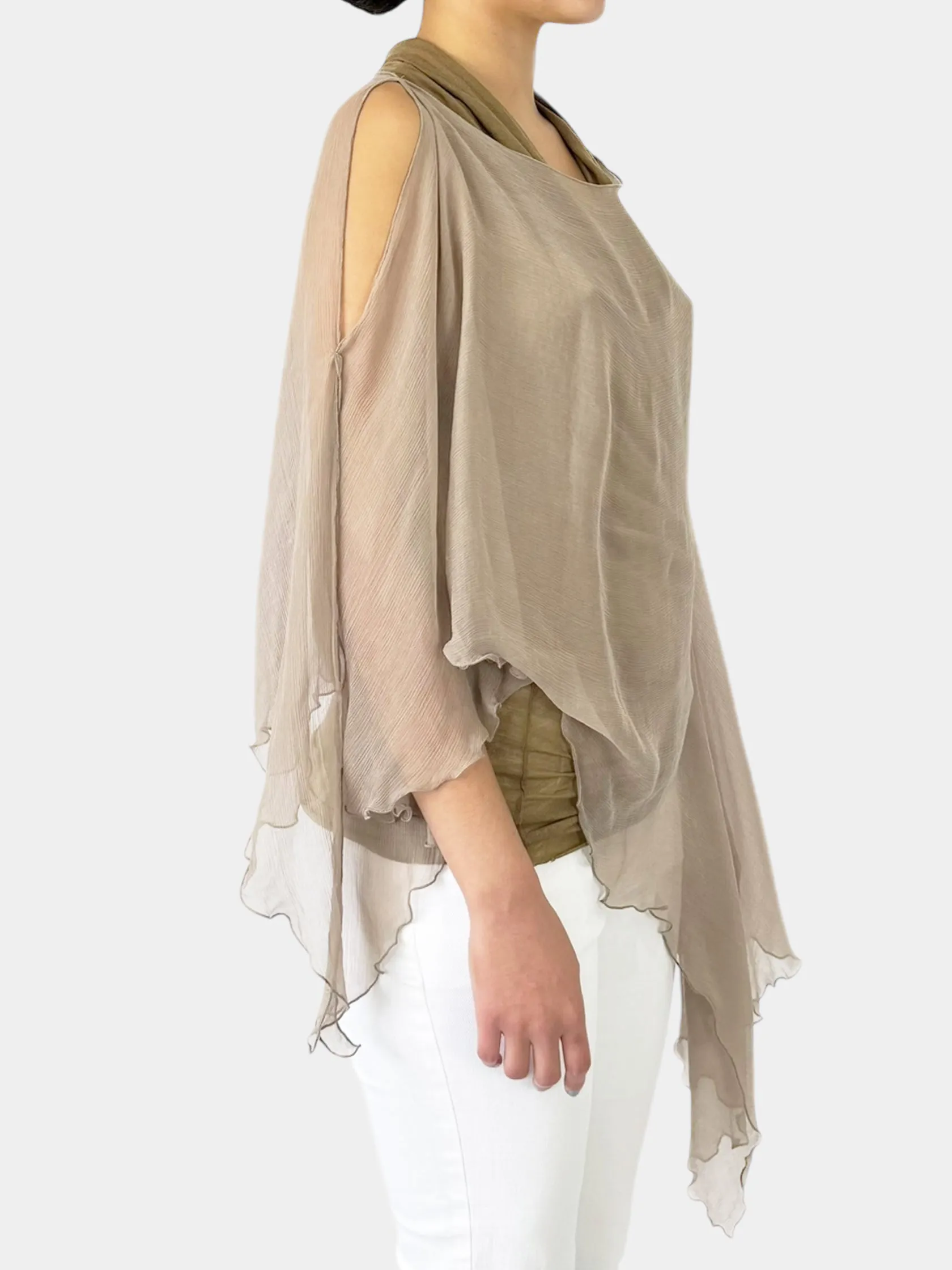Silk Sheer Poncho Top