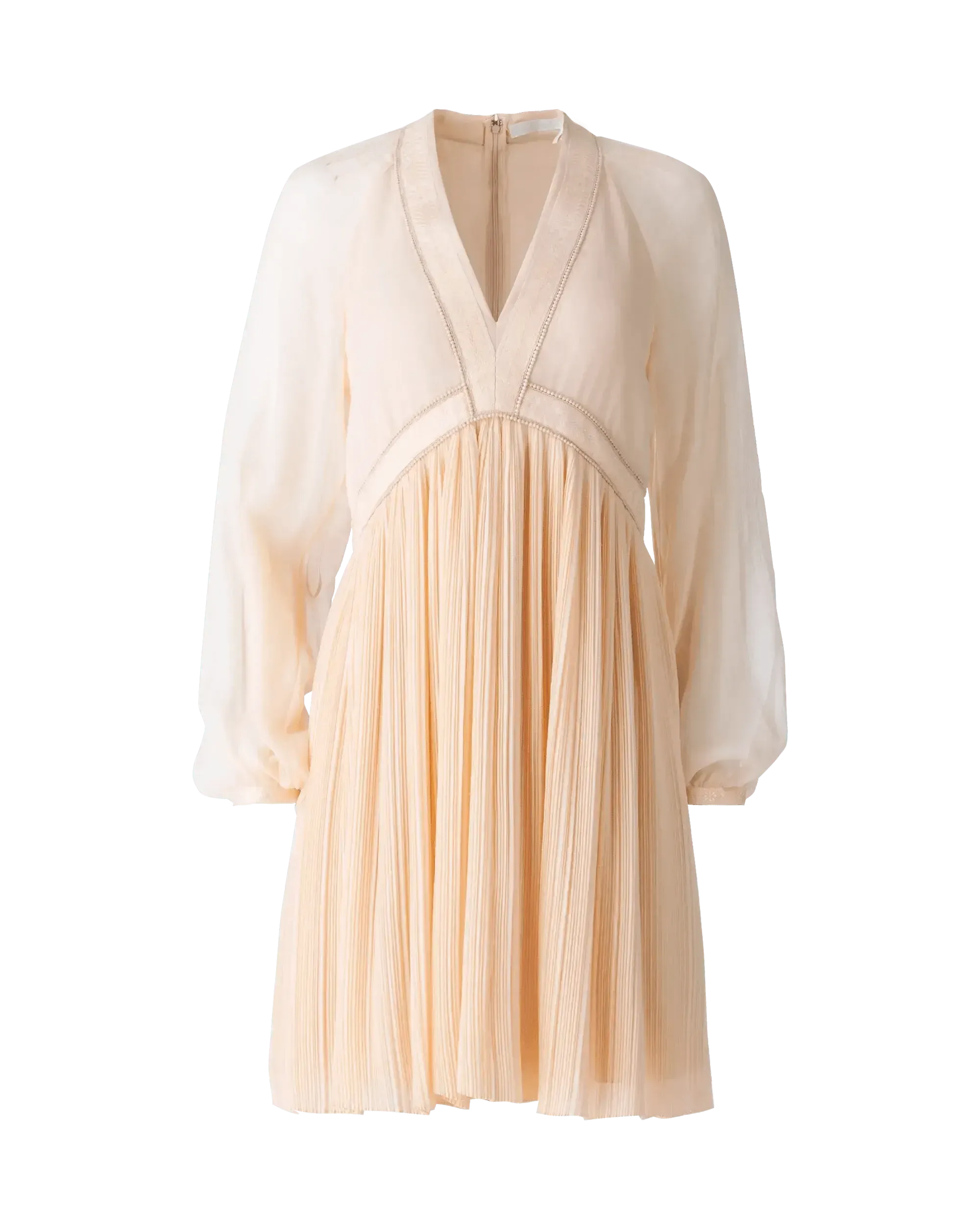 Silk V-Neck Pleated Dress