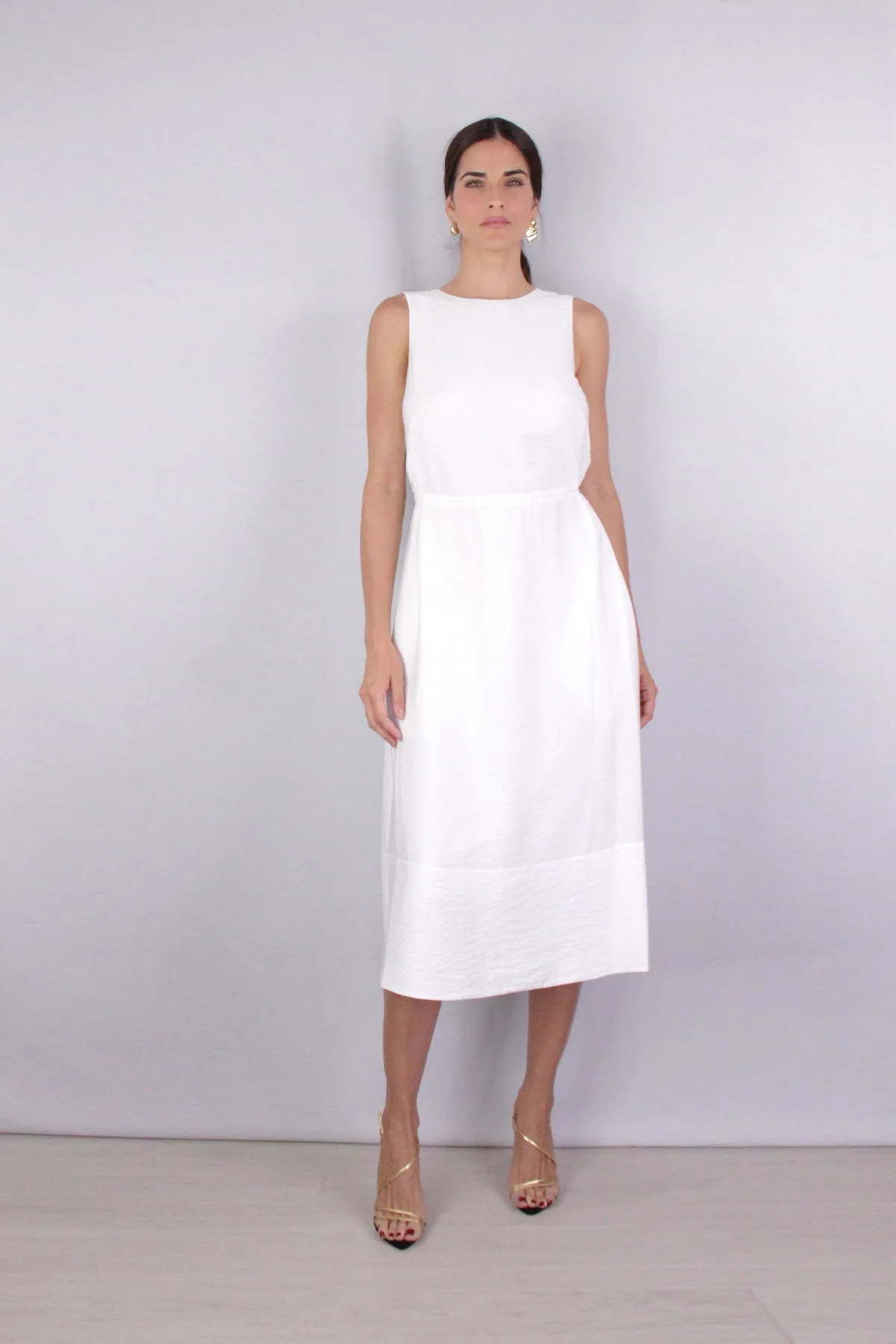 Sleeveless Cross Back Dress in Optic White