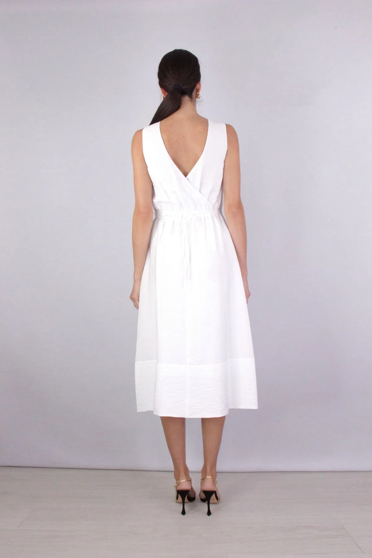 Sleeveless Cross Back Dress in Optic White