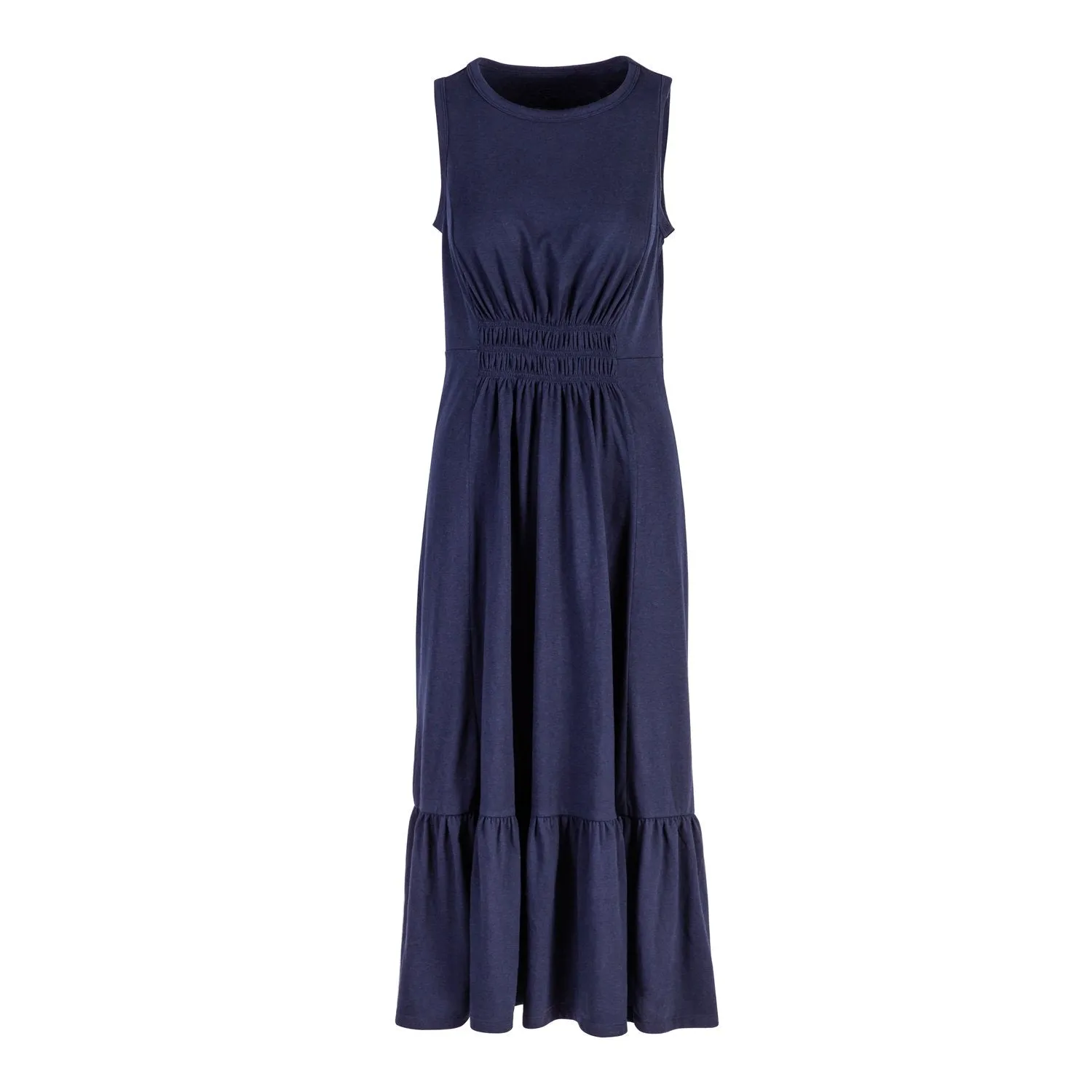 Sleeveless Dress, Navy, Sizes include 1S, 2M, 2L, 1 XL. Dress length is 40",7tun251