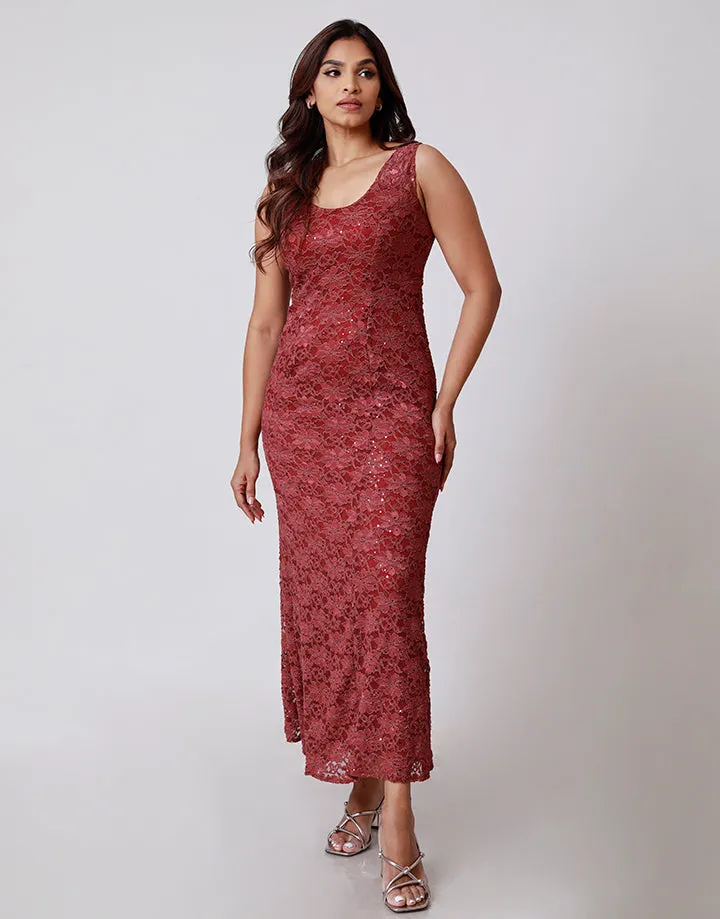 Sleeveless Sequin Maxi Dress