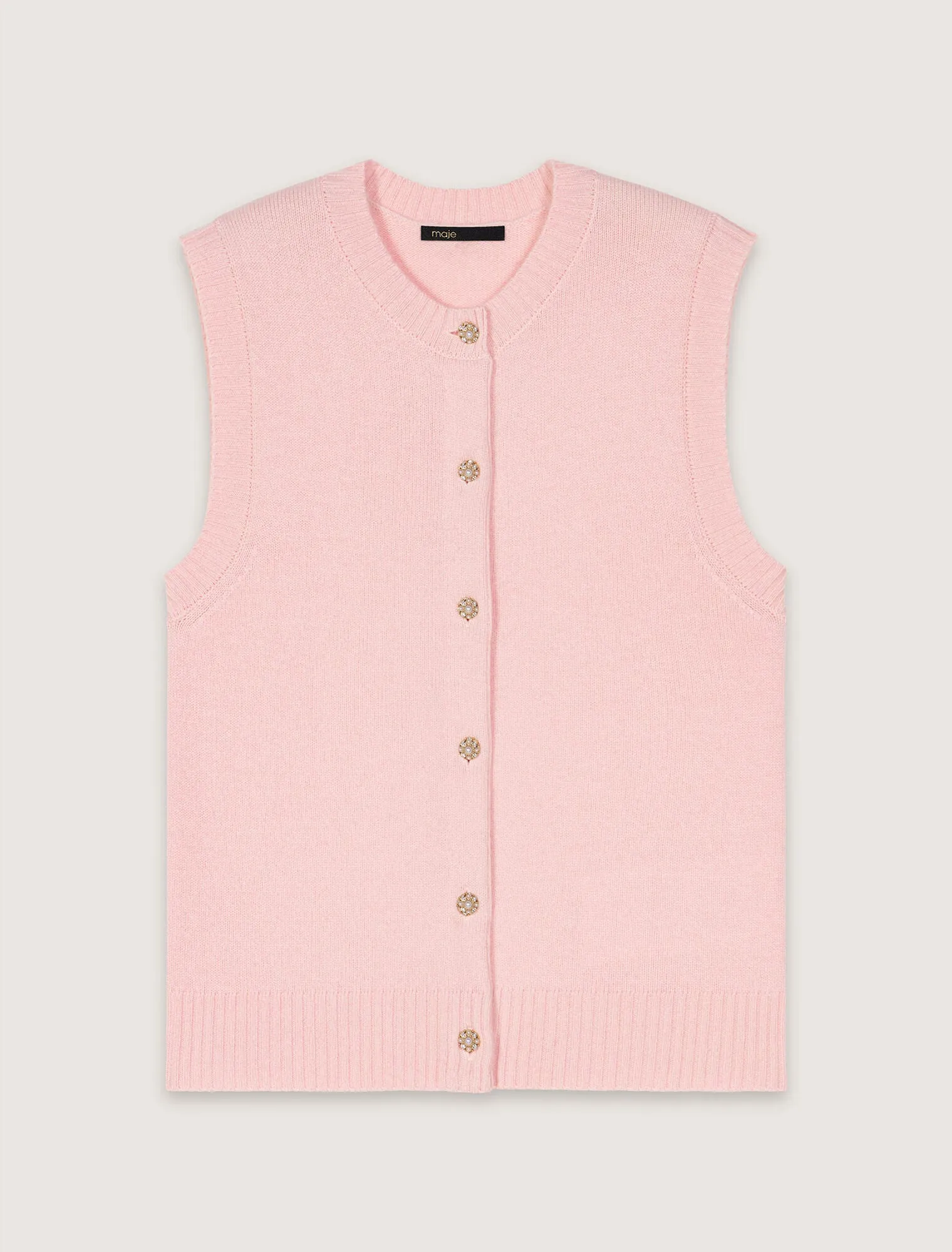 Sleeveless wool cardigan