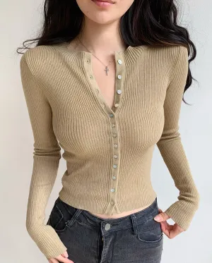 Slim button-down wool sweater