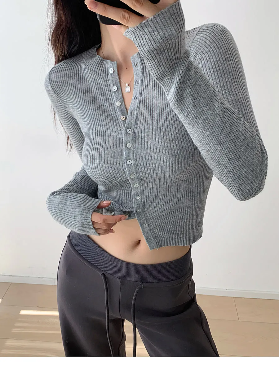 Slim button-down wool sweater