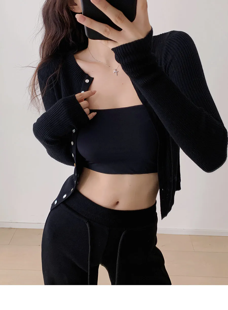 Slim button-down wool sweater