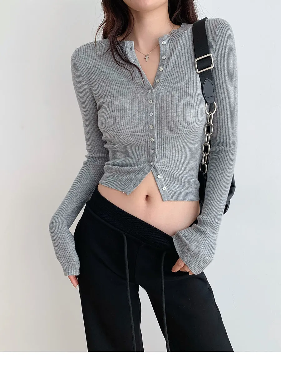 Slim button-down wool sweater