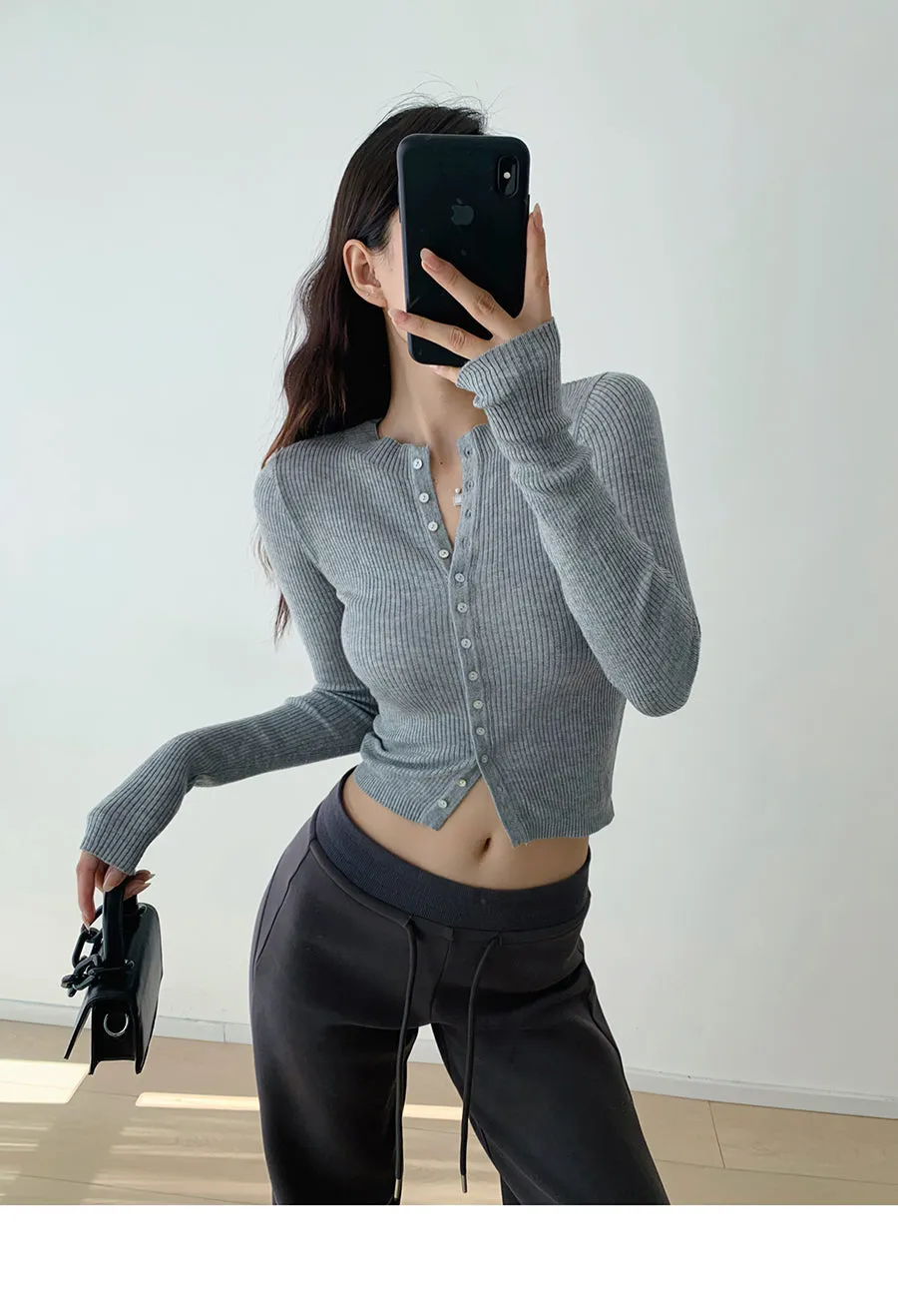 Slim button-down wool sweater