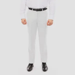 Slim Fit Hemmed Bottom Dress Pants Solid White