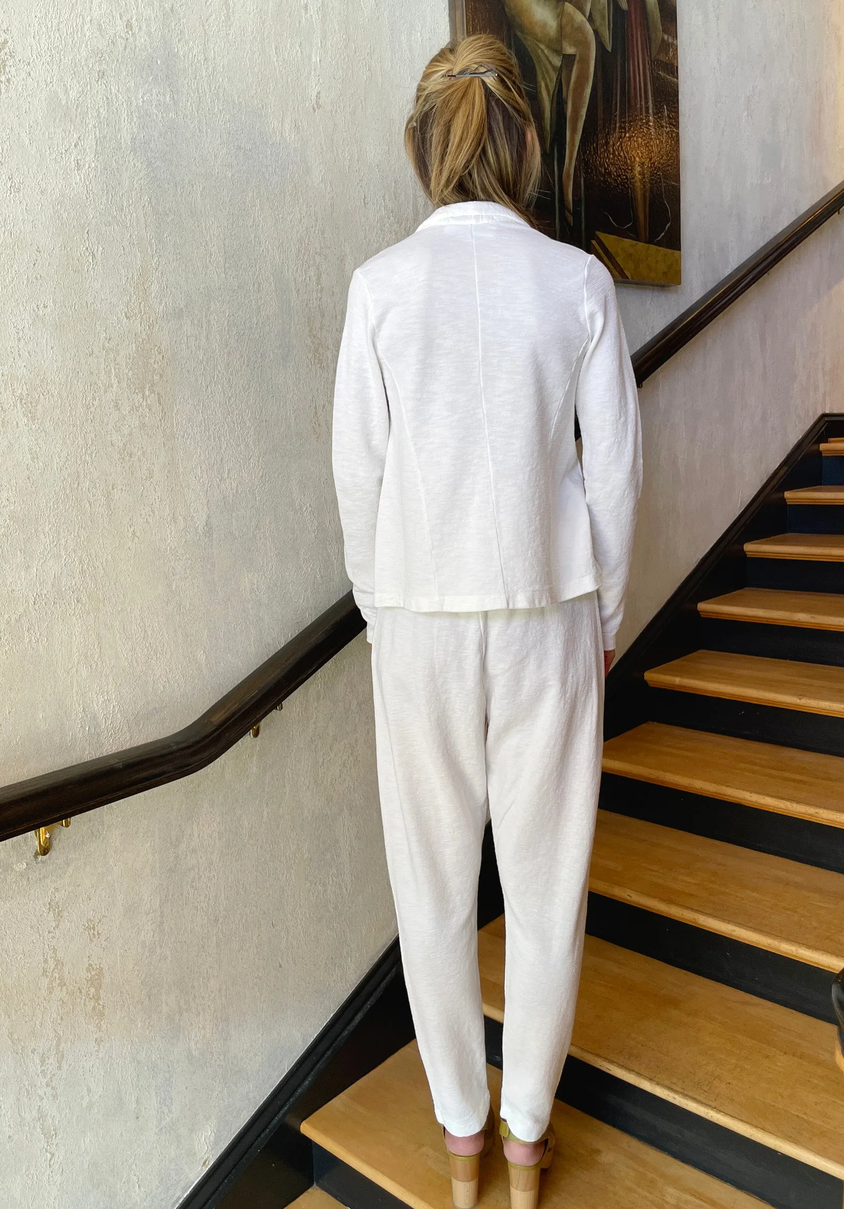Slim Fit Shot Cotton Pants - White