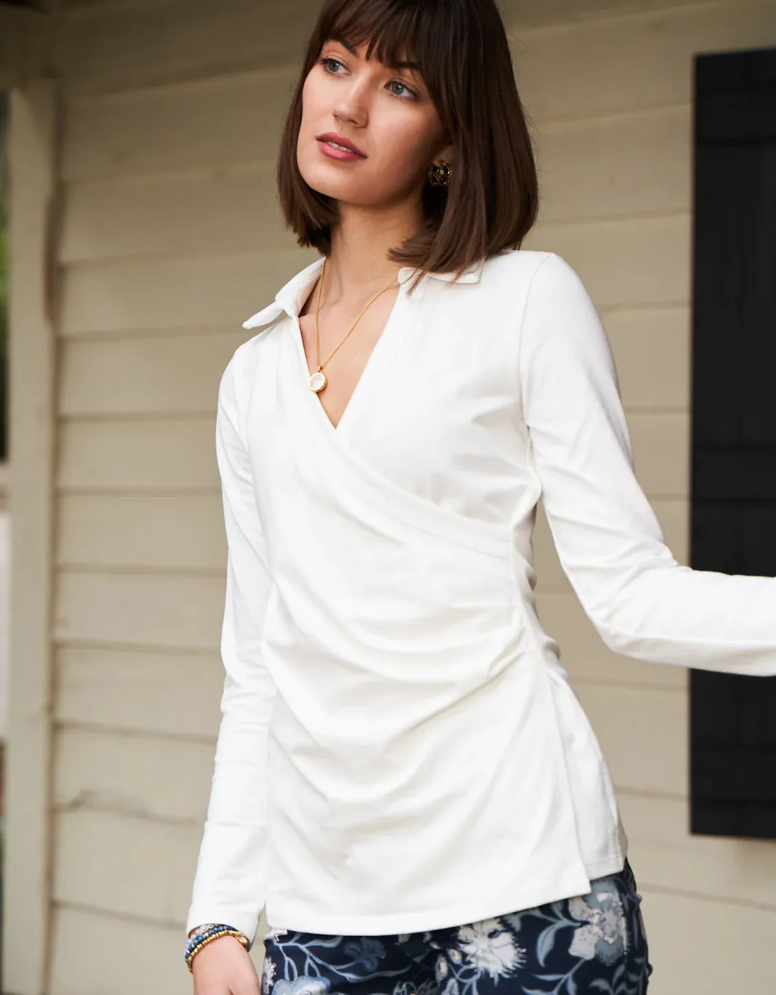 Spartina 449 Edeline Wrap Top Pearl White