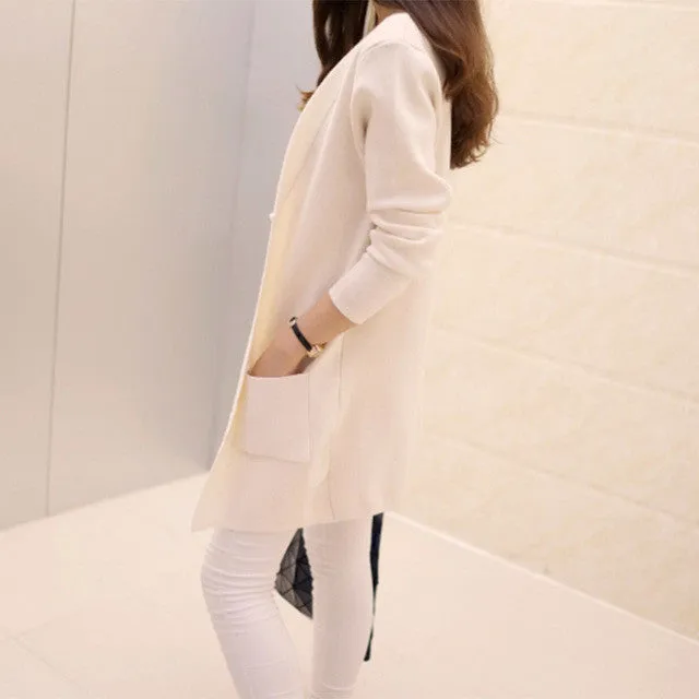 Spring and Autumn Women's Top Medium-long Cardigan Outerwear Sweater