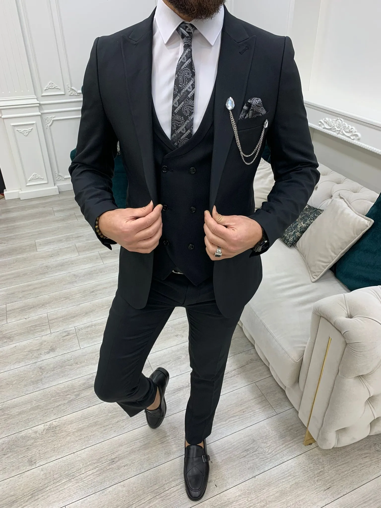 Stefano Black Slim Fit Suit