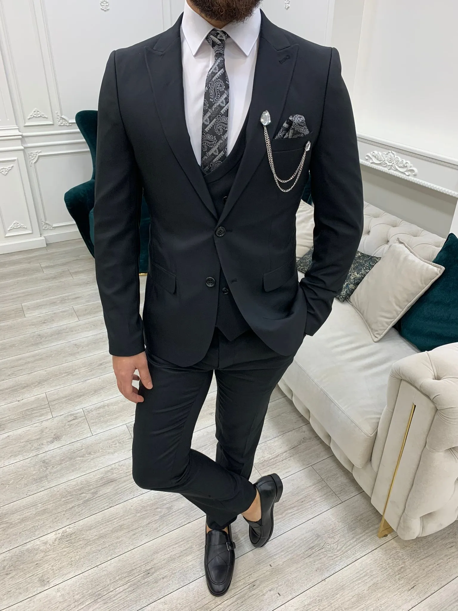 Stefano Black Slim Fit Suit
