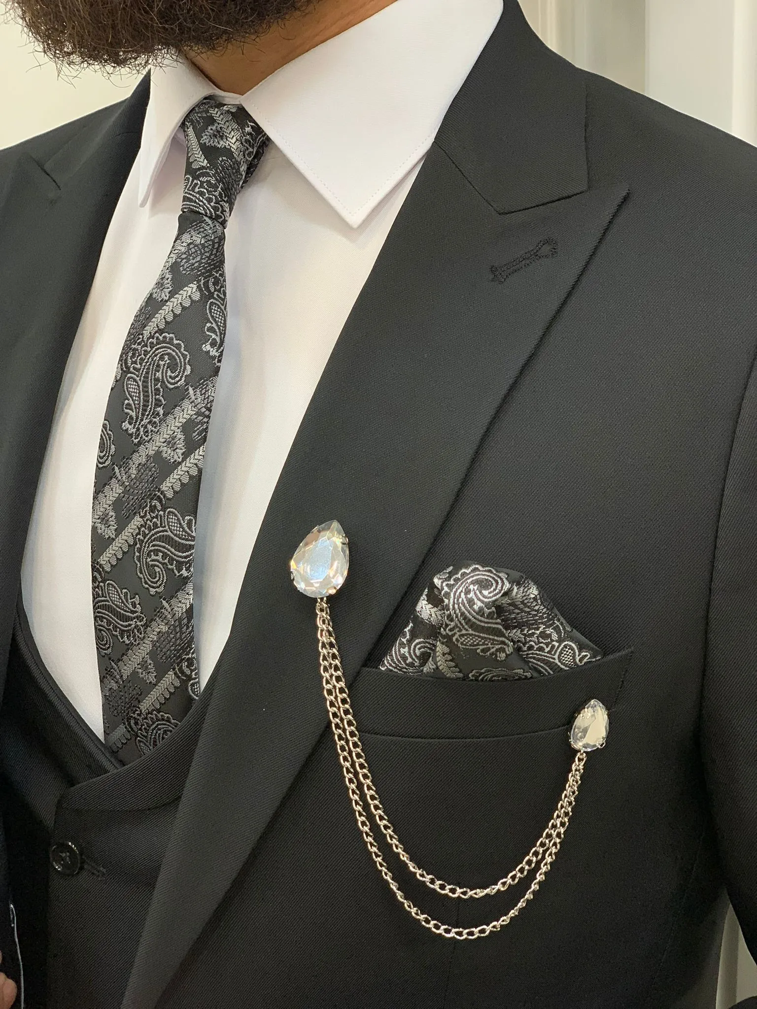 Stefano Black Slim Fit Suit