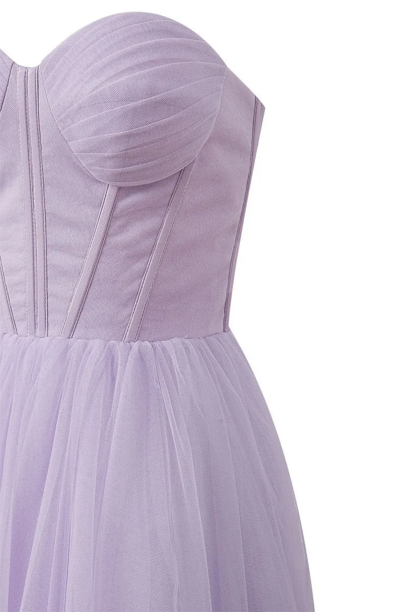 Strapless Puffy Midi Tulle Dresses