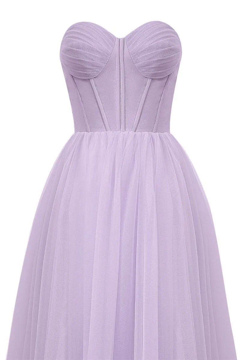 Strapless Puffy Midi Tulle Dresses
