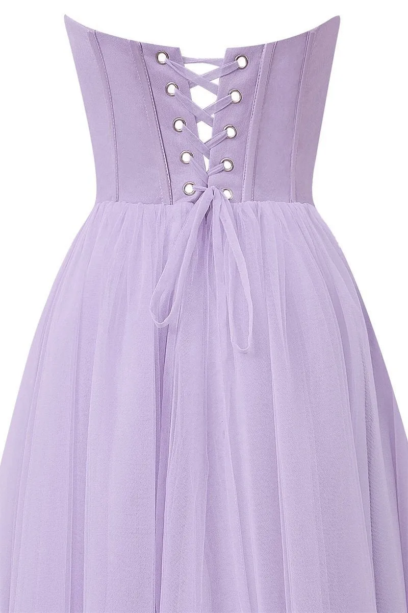Strapless Puffy Midi Tulle Dresses
