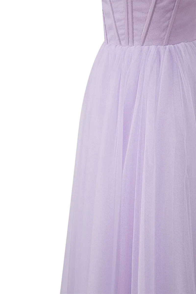 Strapless Puffy Midi Tulle Dresses