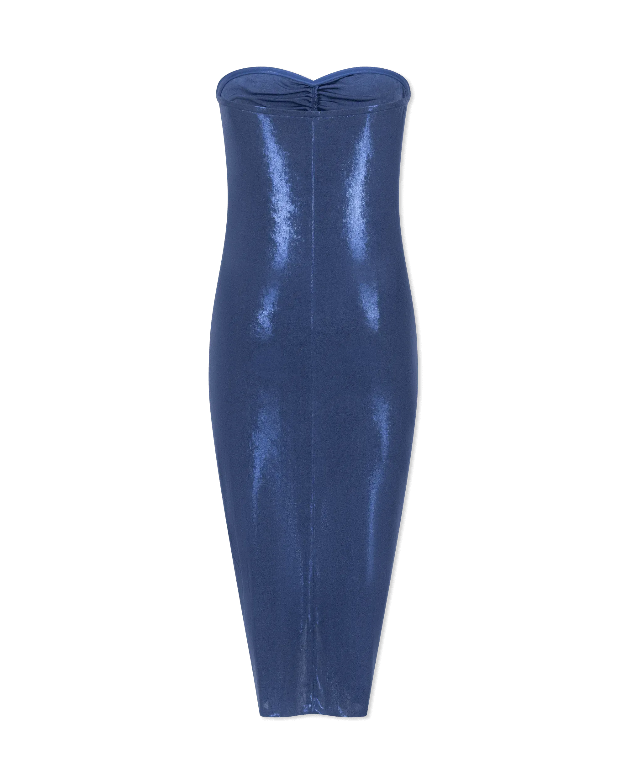 Strapless Shirred Front to Knee Dress