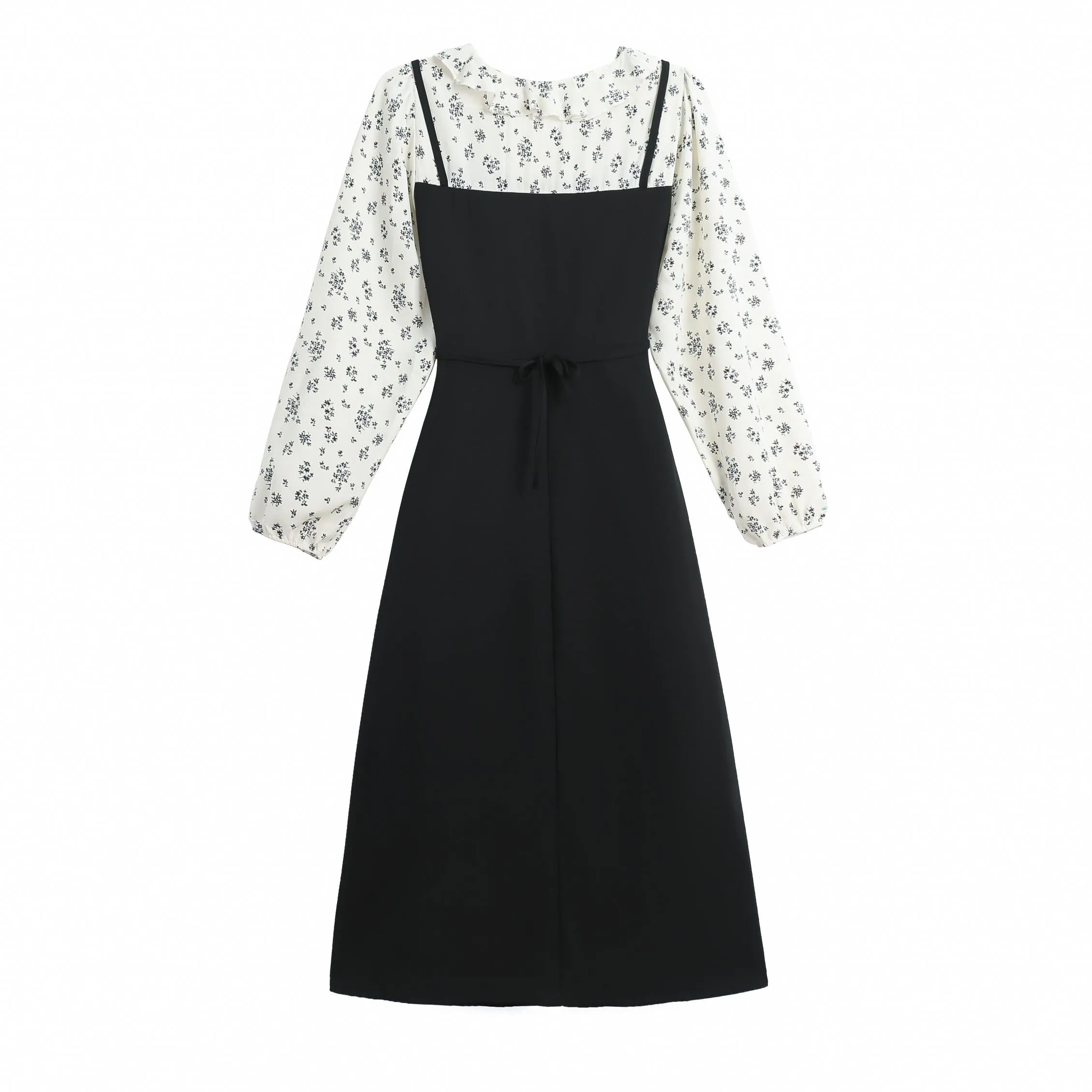 Strappy Mao Inspired Tea Tea Dress with Waist Detail