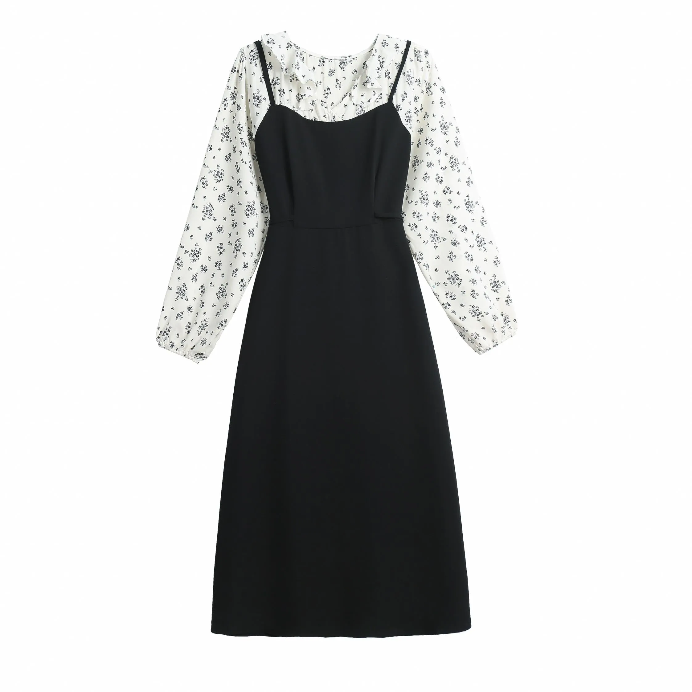 Strappy Mao Inspired Tea Tea Dress with Waist Detail