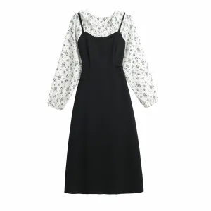 Strappy Mao Inspired Tea Tea Dress with Waist Detail