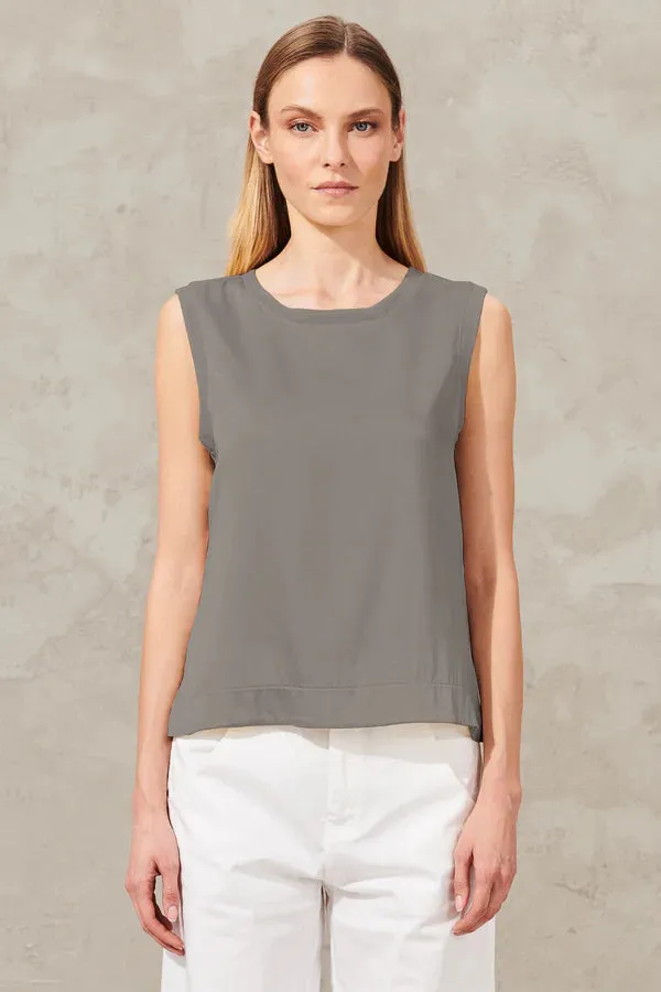 Stretch Silk Satin Tank - Grey