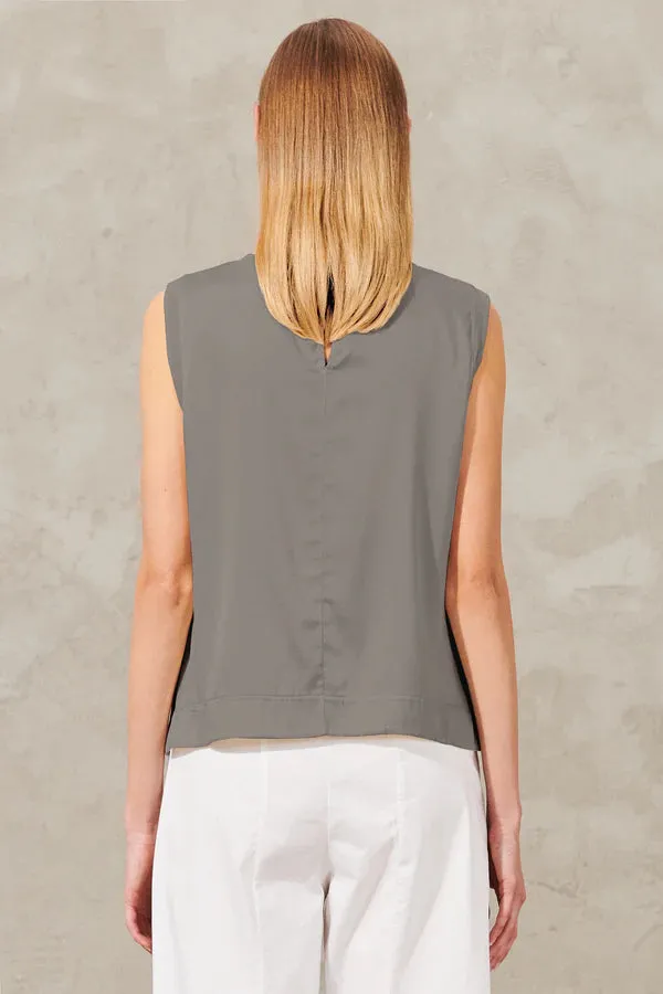 Stretch Silk Satin Tank - Grey