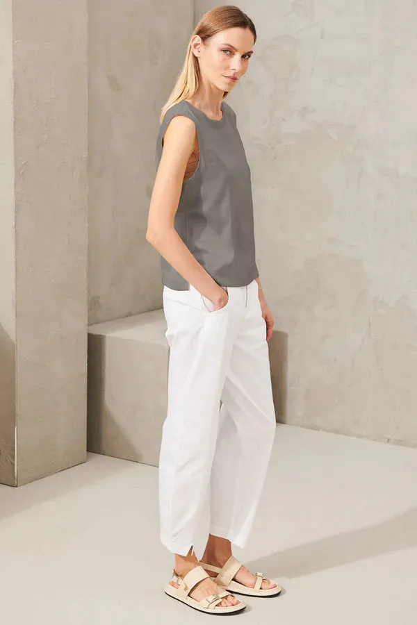 Stretch Silk Satin Tank - Grey