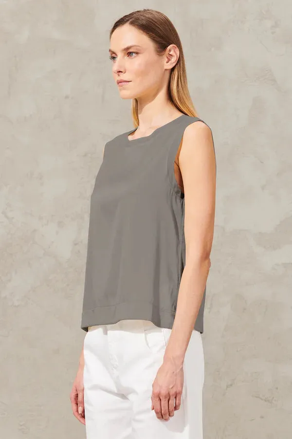 Stretch Silk Satin Tank - Grey