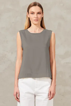 Stretch Silk Satin Tank - Grey