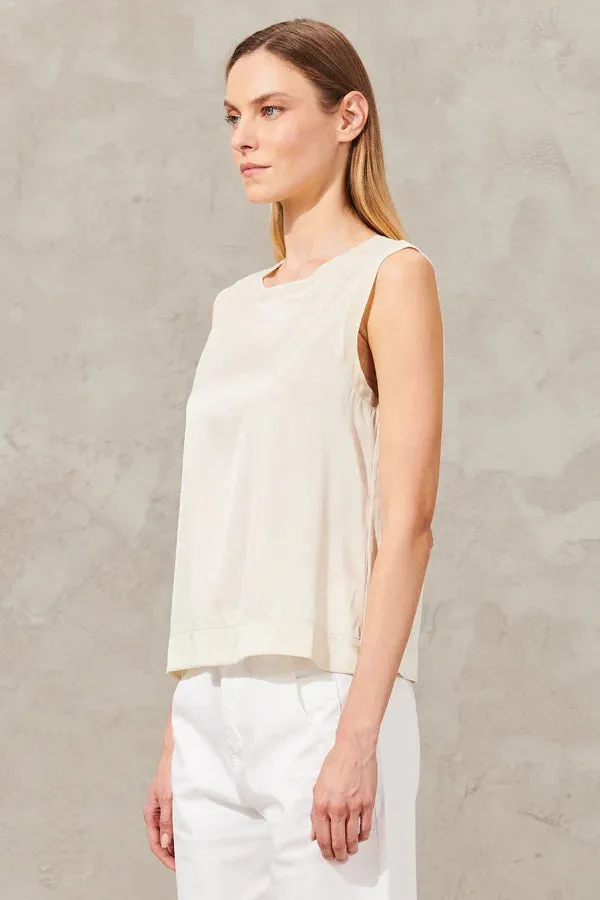 Stretch Silk Satin Tank - Ivory