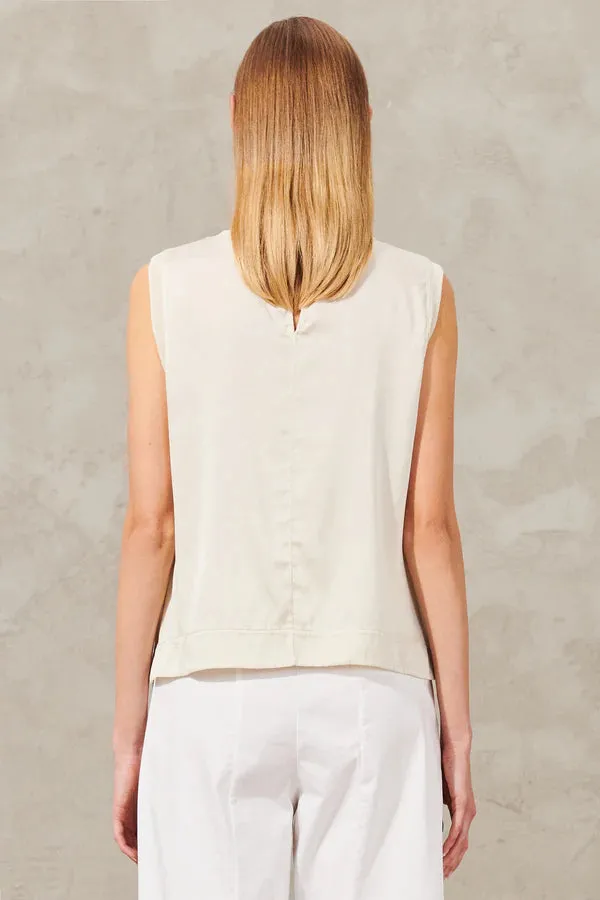 Stretch Silk Satin Tank - Ivory