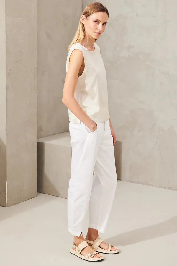 Stretch Silk Satin Tank - Ivory