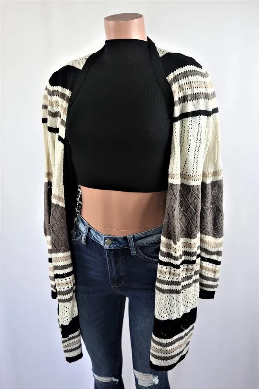 Stripe knit cardigan