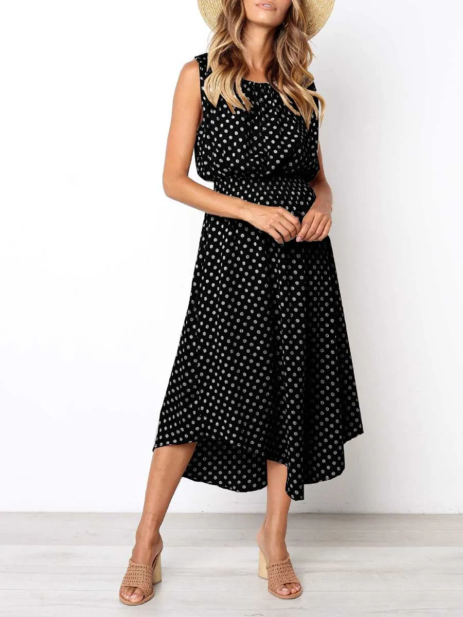 Stunncal Sleeveless Dot Dress