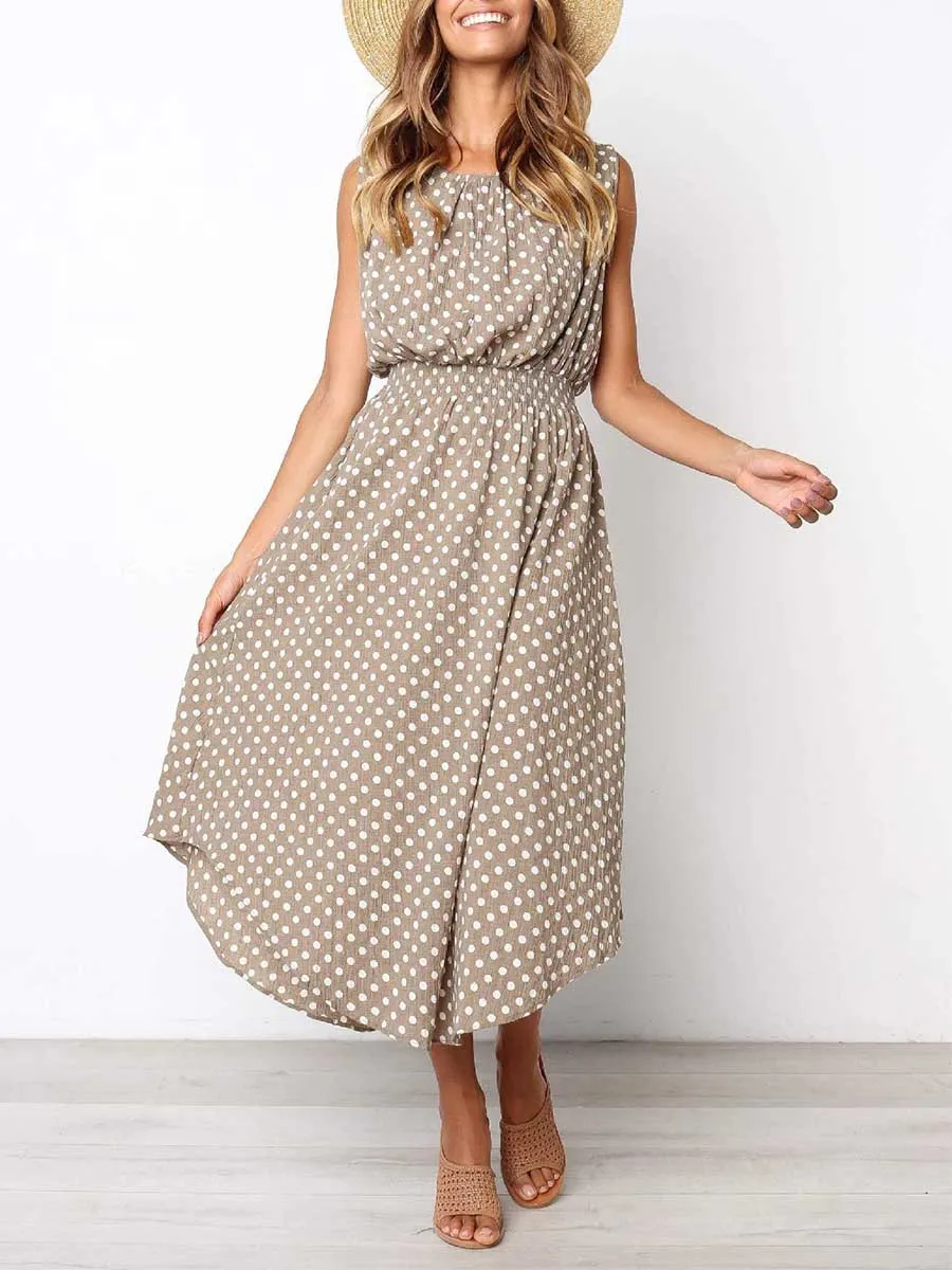 Stunncal Sleeveless Dot Dress