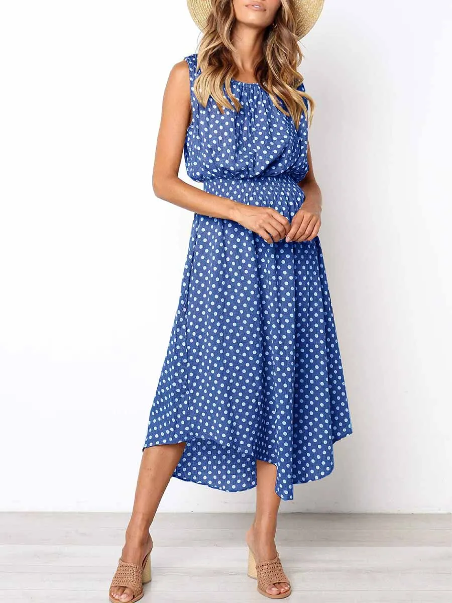 Stunncal Sleeveless Dot Dress
