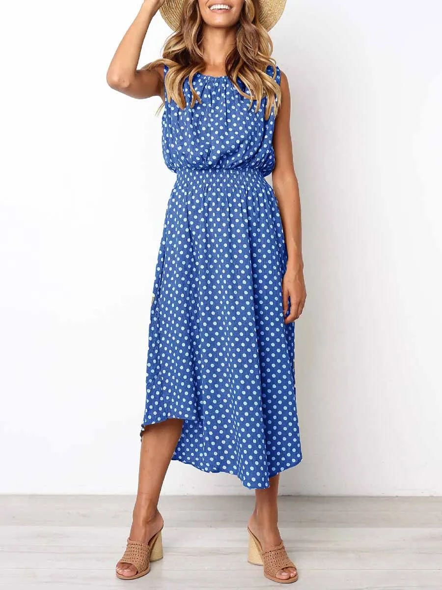 Stunncal Sleeveless Dot Dress