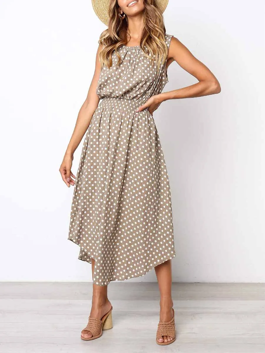 Stunncal Sleeveless Dot Dress