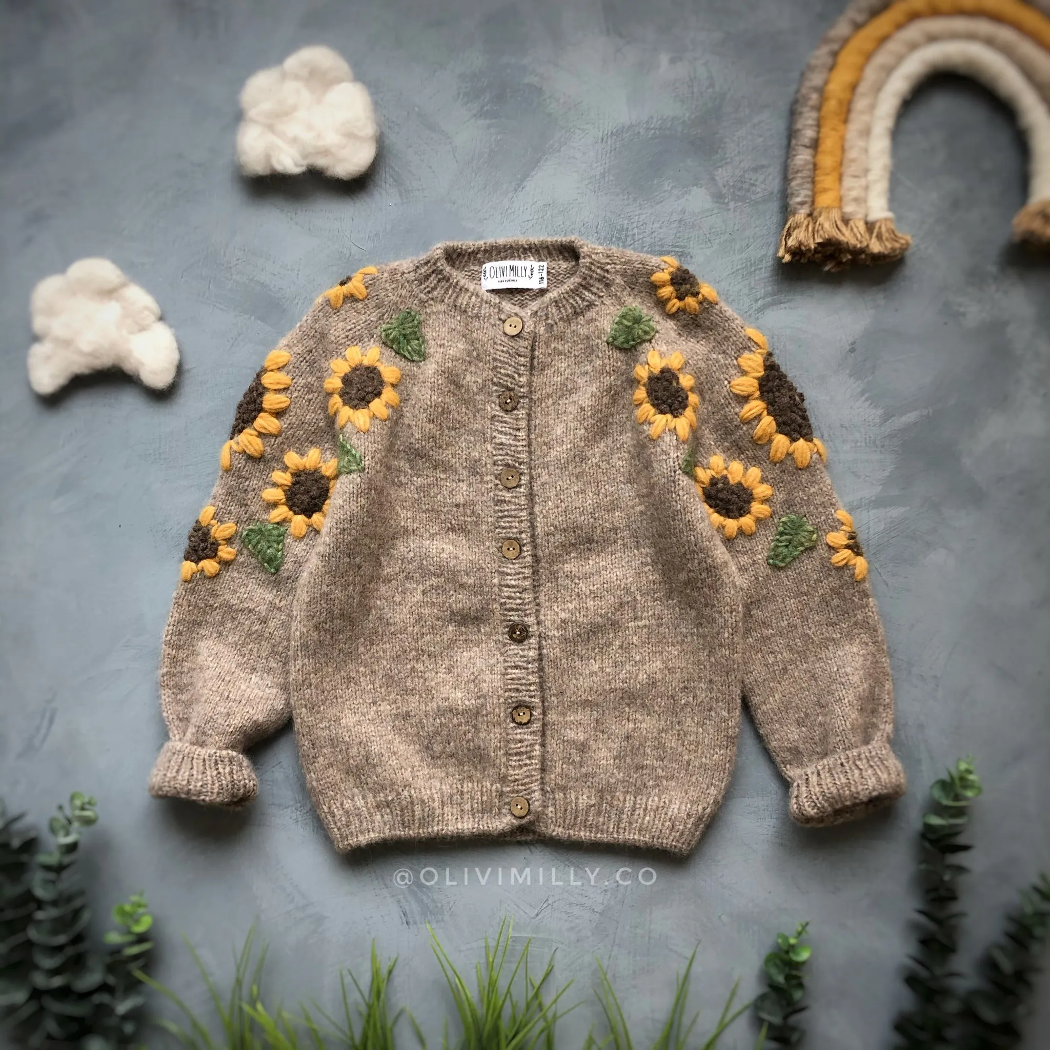 Sunflowers cardigan | Beigebrown