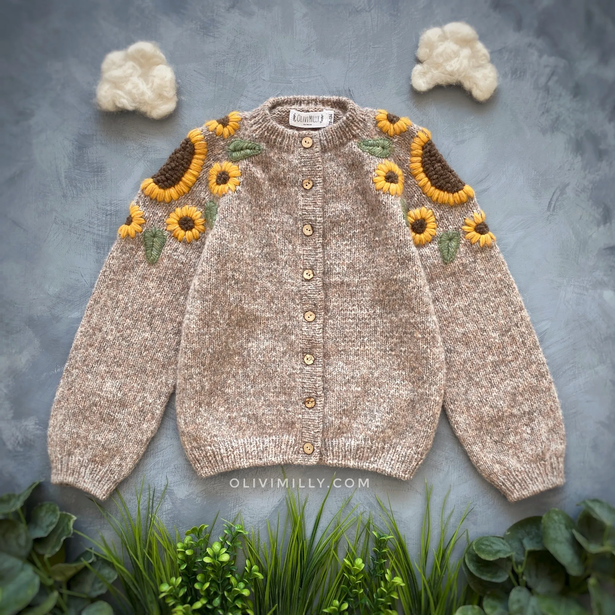 Sunflowers cardigan | Beigebrown