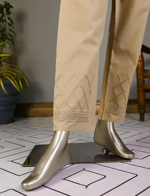 Super Quality Polyester Cotton Embroidered Stitched Trouser - (STC-02C-Skin)