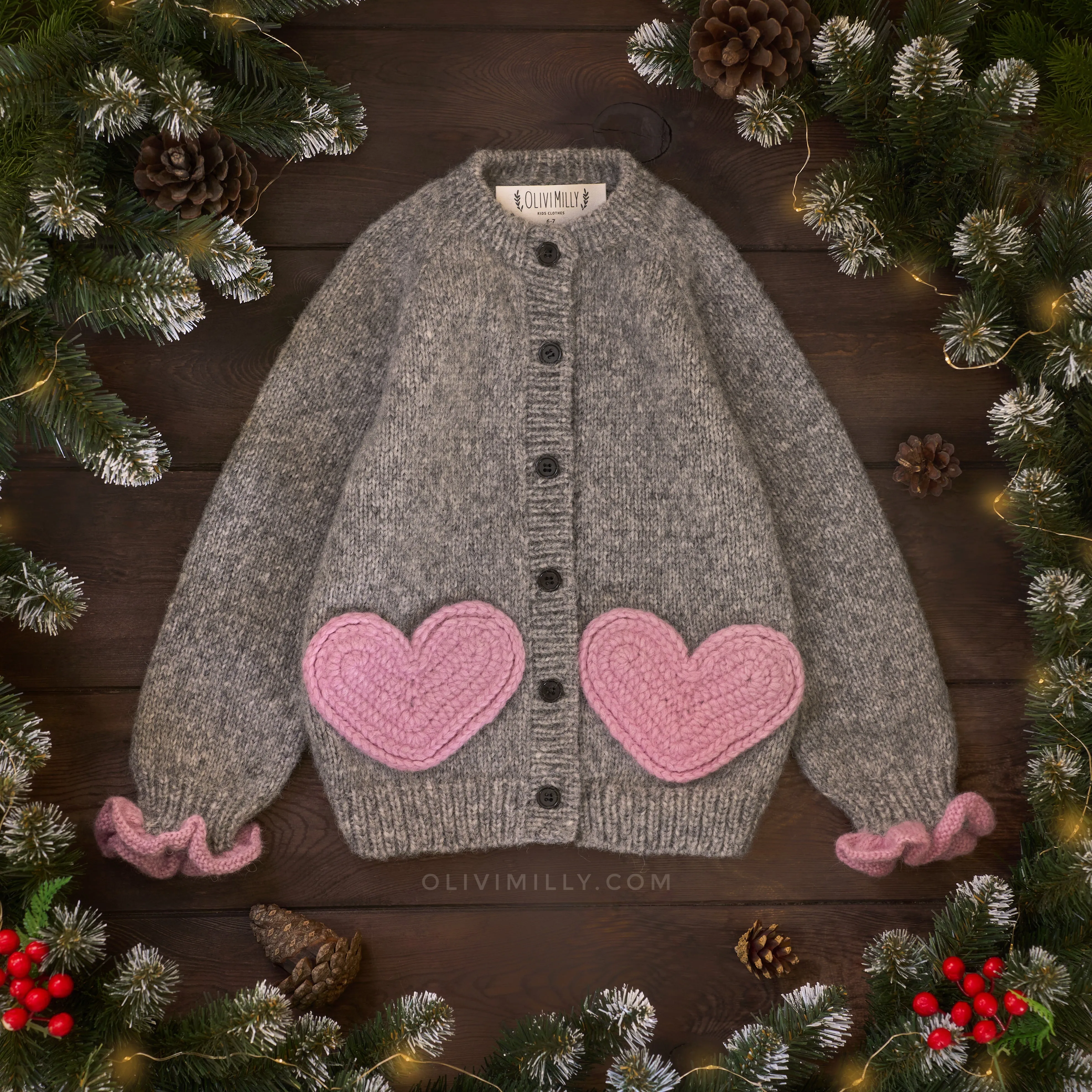 Sweet Heart cardigan | Powder Pink