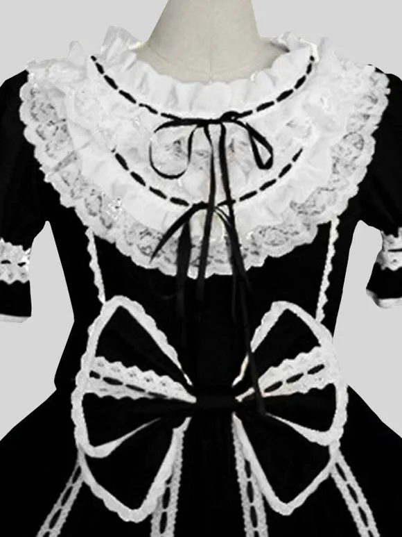 Sweet Lolita Dress Polyester Short Sleeves Dress