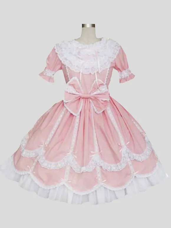 Sweet Lolita Dress Polyester Short Sleeves Dress
